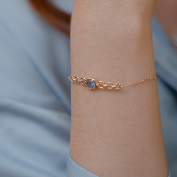 Burren Jewellery 18k gold plate close your eyes blue topaz bracelet circle