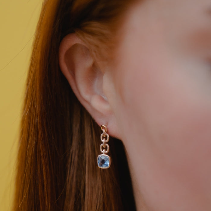 Burren Jewellery 18k gold plate close your eyes blue topaz earrings alternate