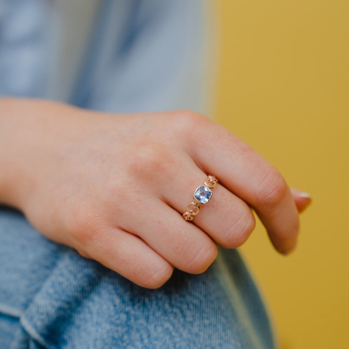 Burren Jewellery 18k gold plate close your eyes blue topaz ring