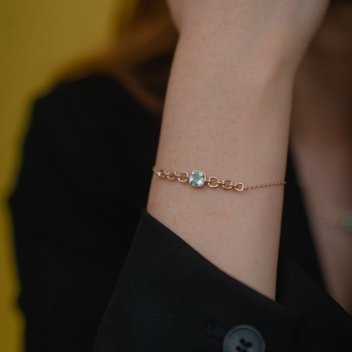 Burren Jewellery 18k gold plate close your eyes green topaz bracelet circle