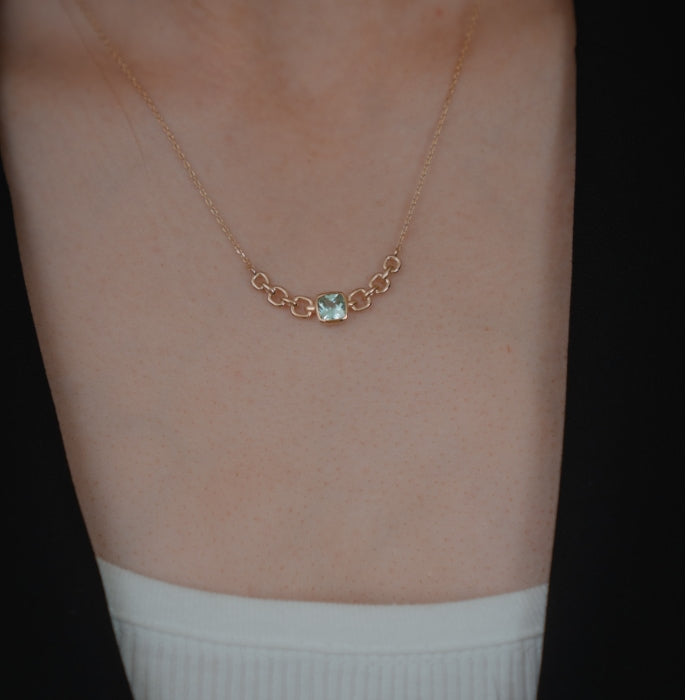 Burren Jewellery 18k gold plate close your eyes green topaz necklace