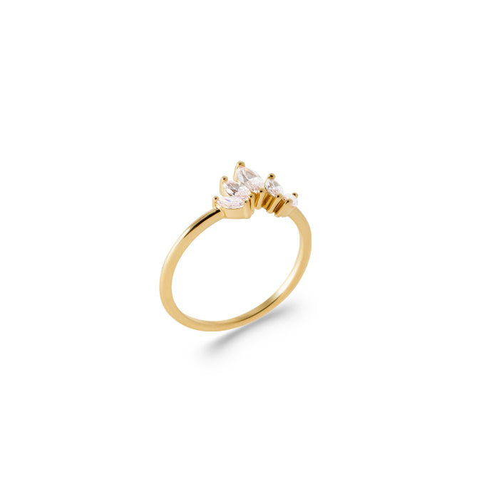 Burren Jewellery 18k gold plate five points to love clear ring