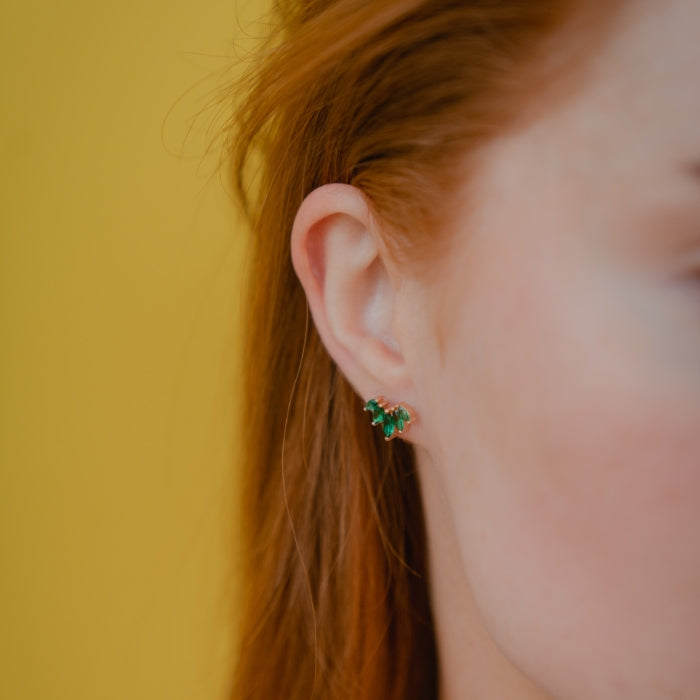 Burren Jewellery 18k gold plate five points to love green earrings model