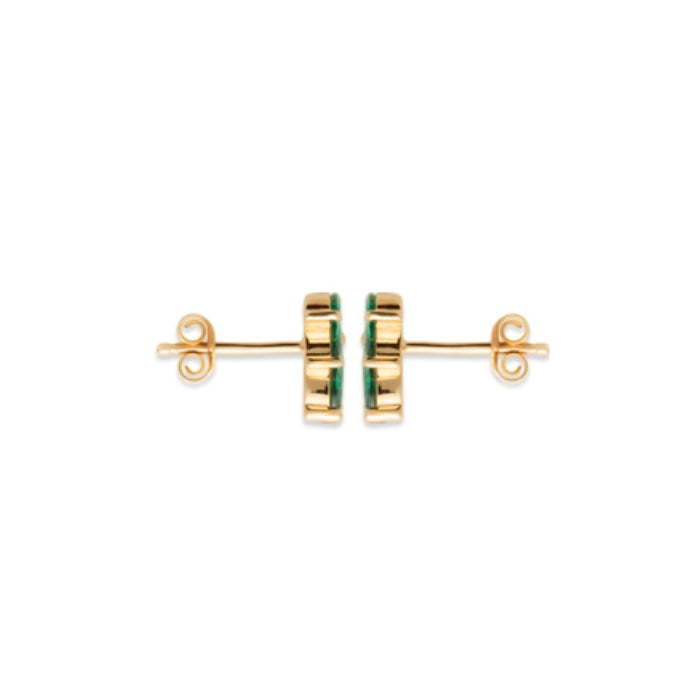 Burren Jewellery 18k gold plate five points to love green earrings side