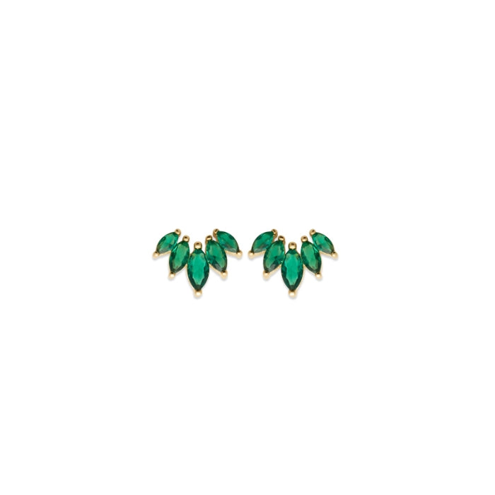 Burren Jewellery 18k gold plate five points to love green earrings