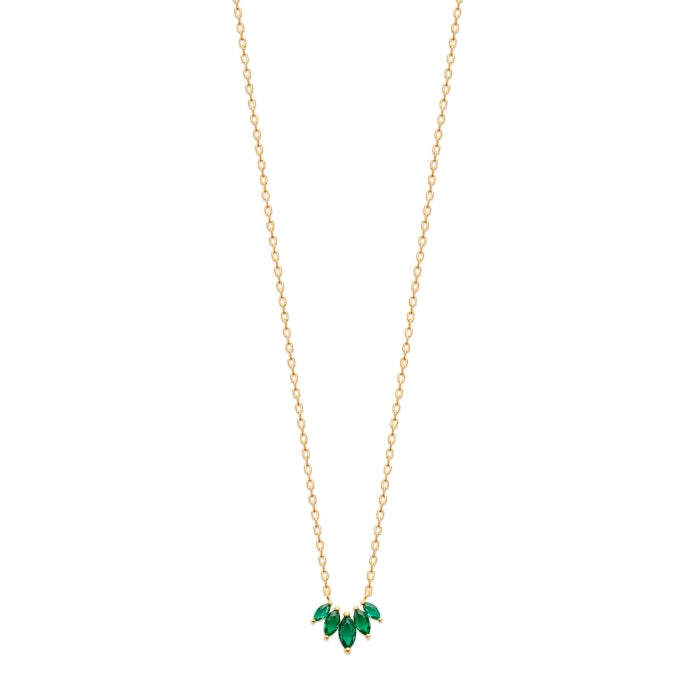 Burren Jewellery 18k gold plate five points to love green necklace full