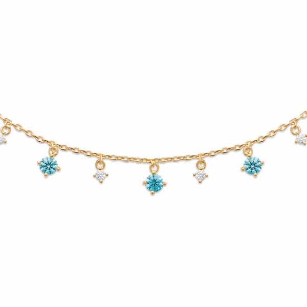 Burren Jewellery 18k gold plate getting closer aqua necklace