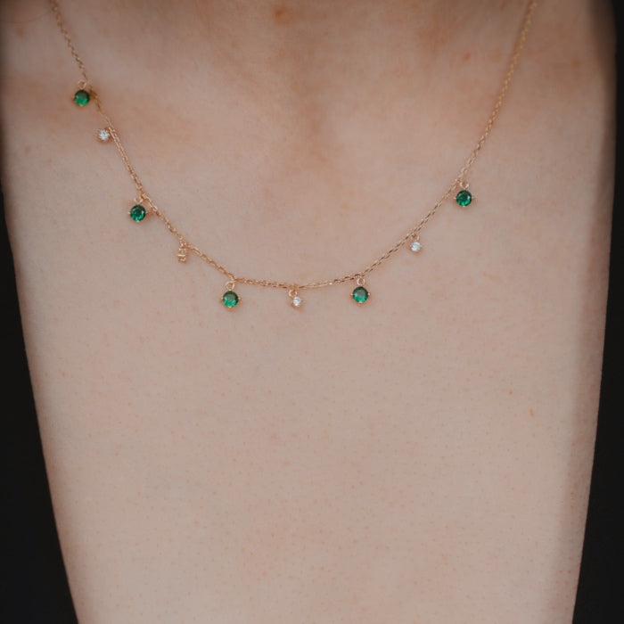 Burren Jewellery 18k gold plate getting closer emerald stone necklace