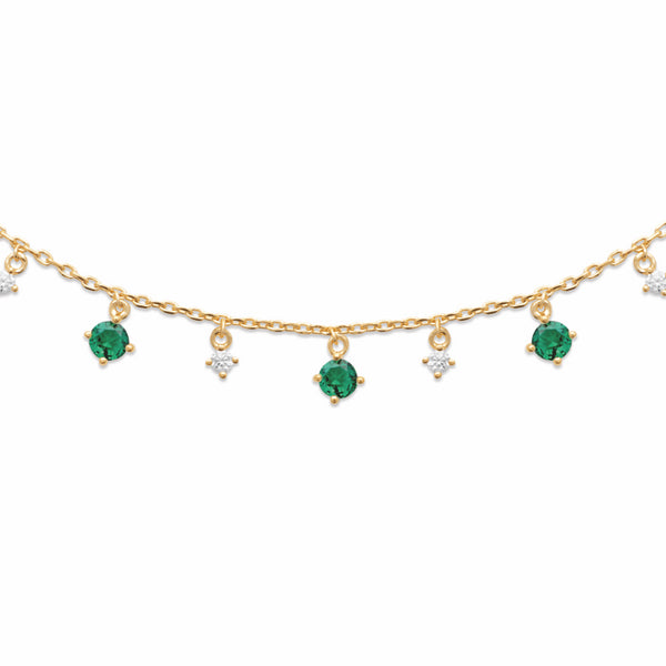 Burren Jewellery 18k gold plate getting closer emerald stone necklace