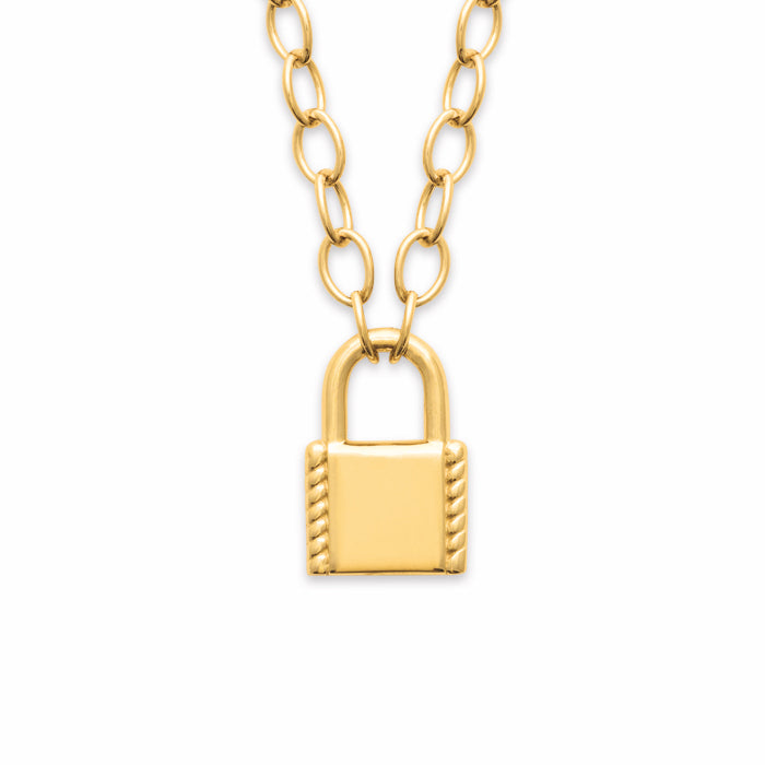 Burren Jewellery 18k gold plate lock down necklace