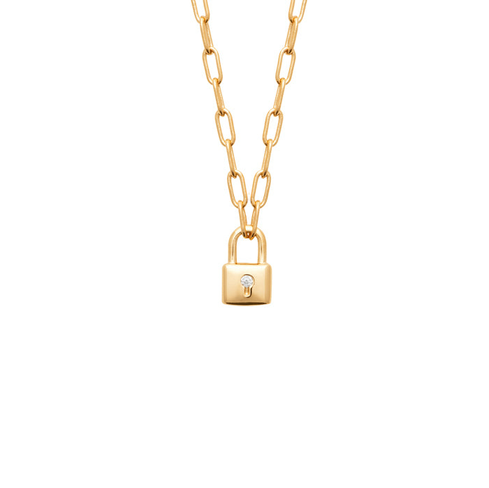 Burren Jewellery 18k gold plate locking for love necklace