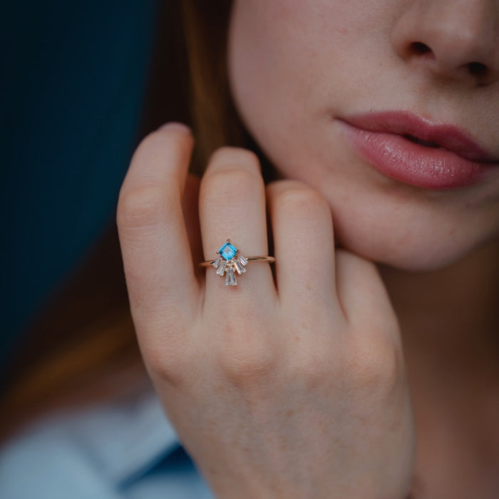 Burren Jewellery 18k gold plate moon wind ring