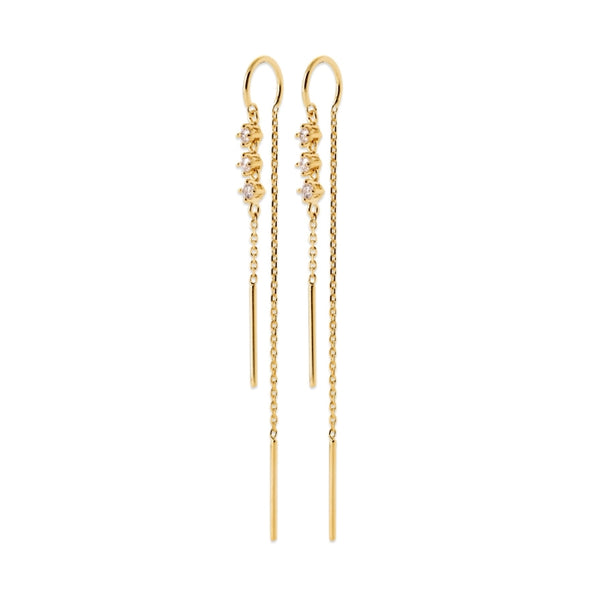 Burren Jewellery 18k gold plate orion's belt earrings-angle