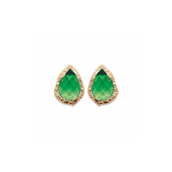 Burren Jewellery 18k gold plate place to call home green earrings