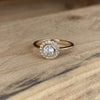 Burren Jewellery 18K gold plate ‘Rising Sun’ ring set with Cubic Zirconia’s in a cluster style on wood
