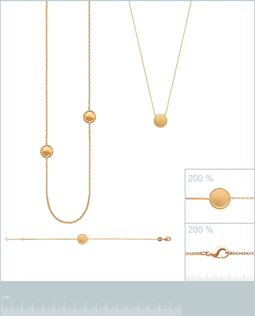 Burren Jewellery Sodade 18K gold plate necklace disc with grain edge  measurements