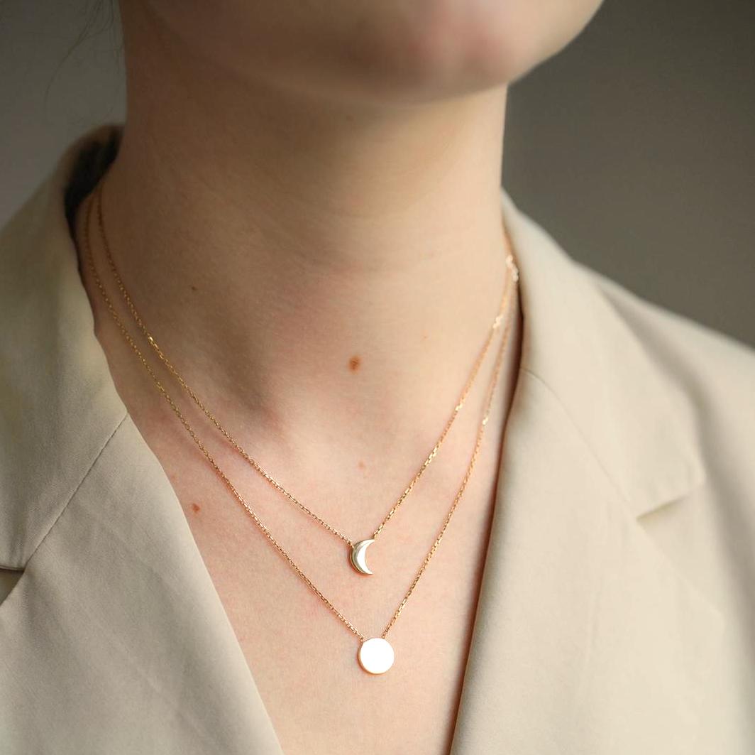 Burren Jewellery 18k gold plate the sun and moon necklace