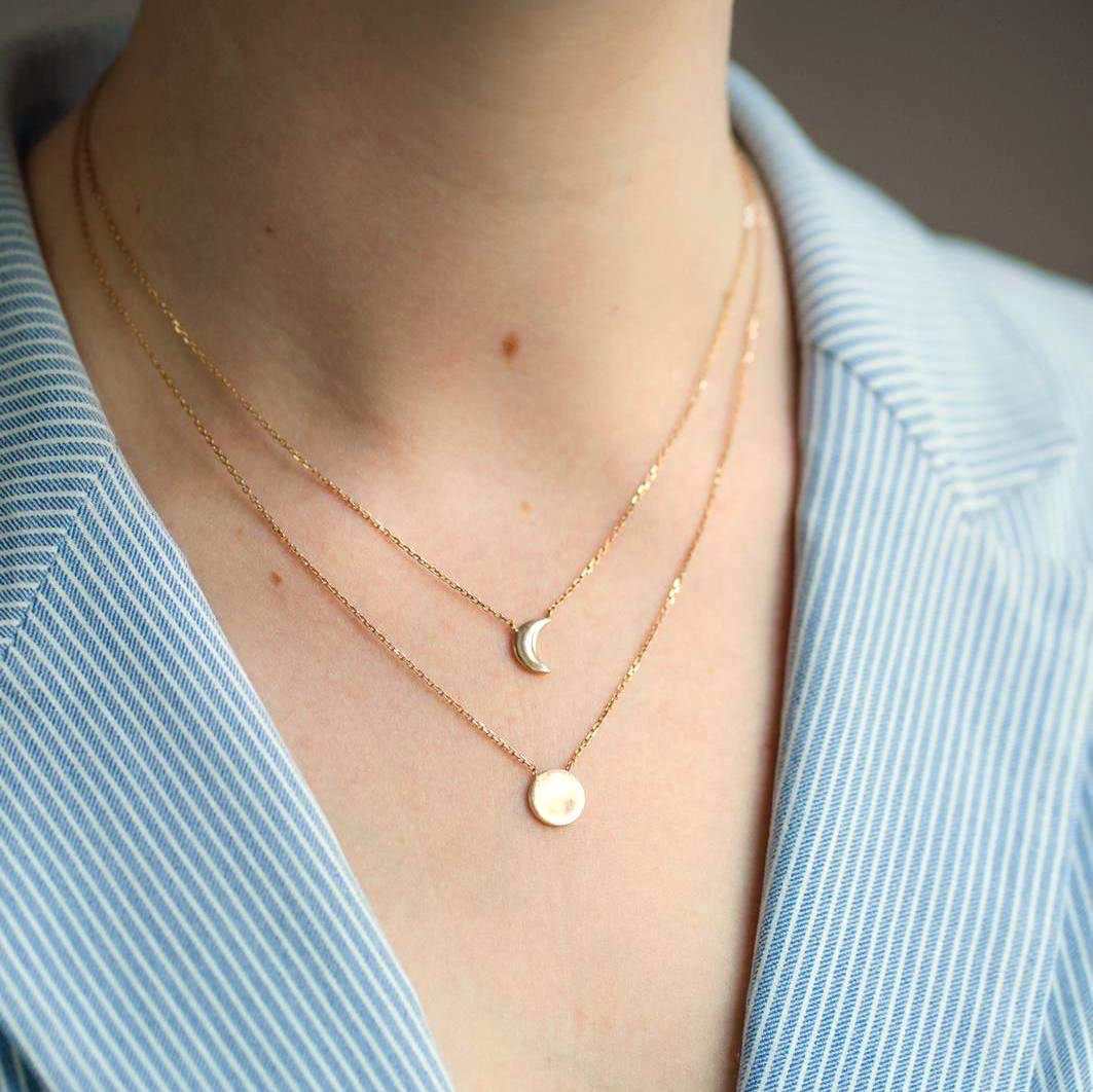 Burren Jewellery 18k gold plate the sun and moon necklace blue stripe jacket