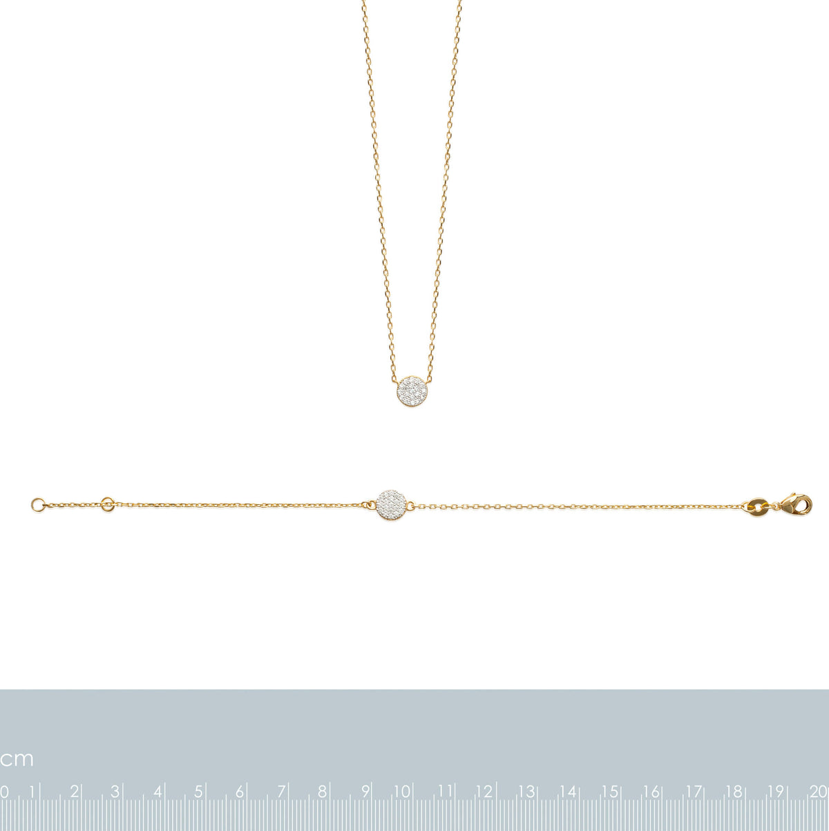 Burren Jewellery 18k gold plated Pav Ehh necklace measurements