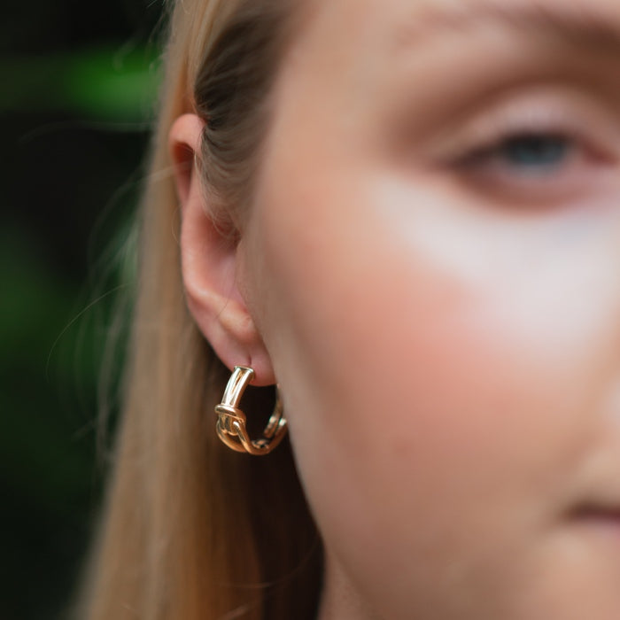 Burren Jewellery 18k gold plated all tied up earrings model