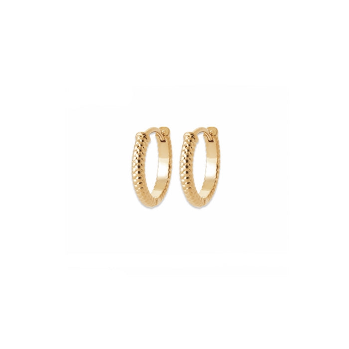 Burren Jewellery 18k gold plated coiled medium earrings angle