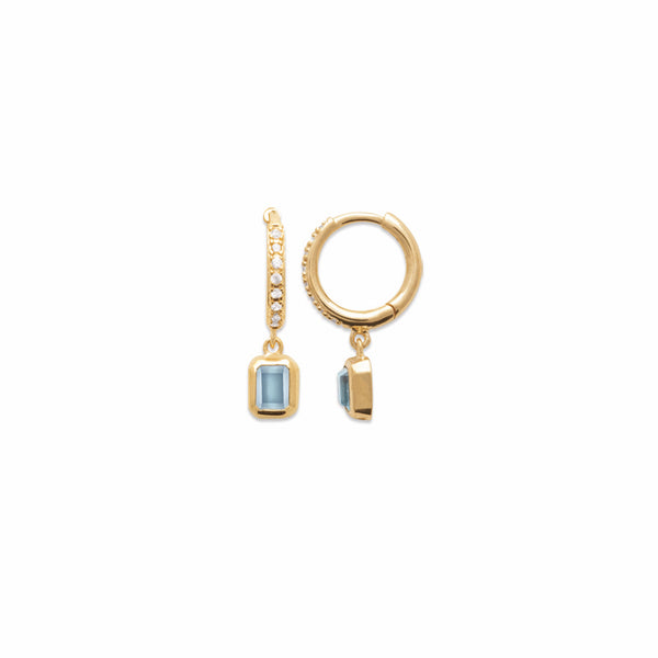 Burren Jewellery 18k gold plated crystalline aqua stone earrings