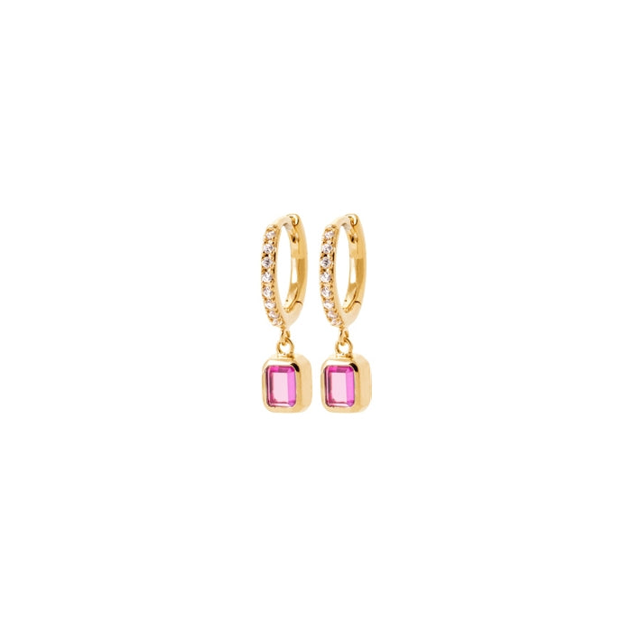 Burren Jewellery 18k gold plated crystalline ruby stone earrings angle