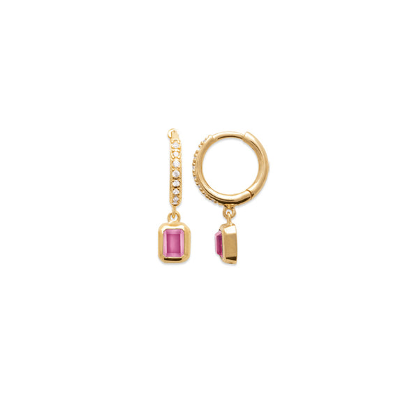 Burren Jewellery 18k gold plated crystalline ruby stone earrings