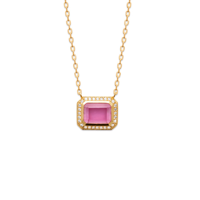 Burren Jewellery 18k gold plated crystalline ruby stone necklace