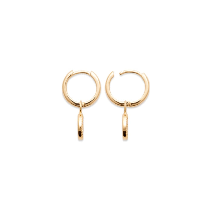 Burren Jewellery 18k gold plated pav ehh huggie earrings side open