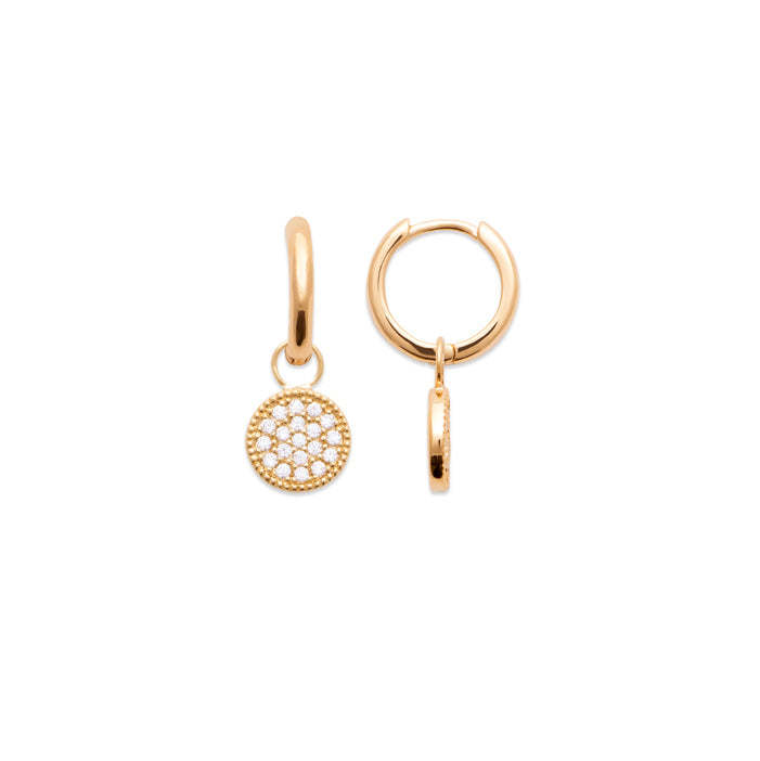 Burren Jewellery 18k gold plated pav ehh huggie earrings