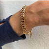 Burren Jewellery 18k gold upside down bracelet on wrist