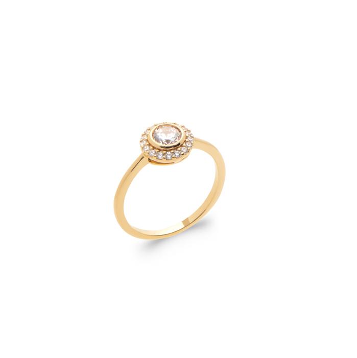 18K gold plate ‘Rising Sun’ ring set with Cubic Zirconia’s in a cluster style