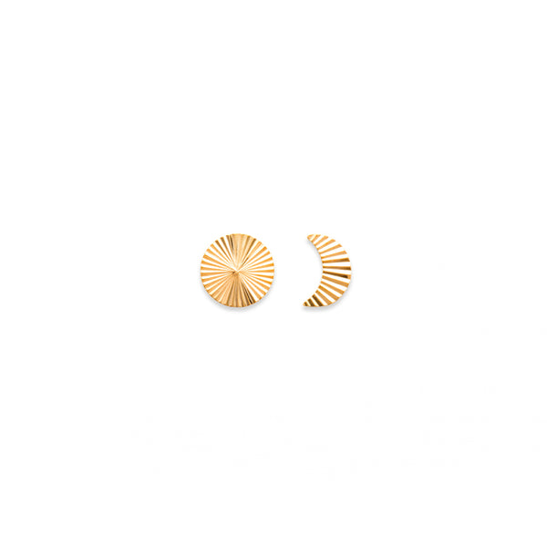 burren jewellery 18k gold plate grooved sun and moon earrings