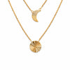 burren jewellery 18k gold plate grooved sun and moon layered necklace